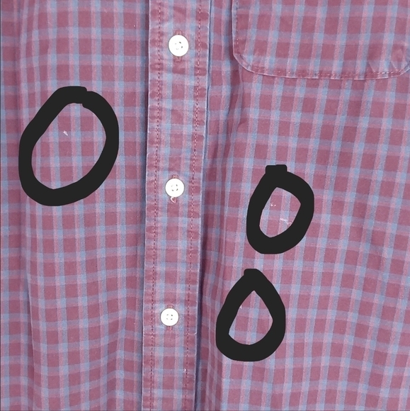 Abercrombie and Fitch Mens Burgundy Red Blue Plaid Pocket Shirt TINY FLAW Sz.L - Picture 6 of 12